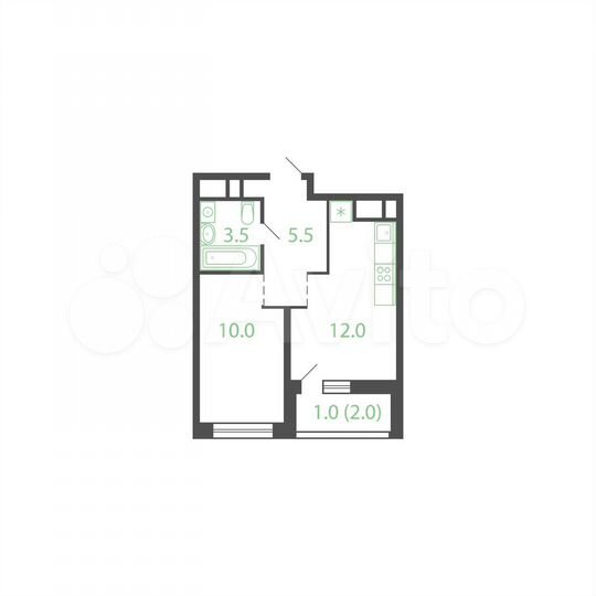 1-к. квартира, 32 м², 21/25 эт.