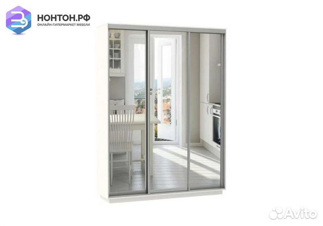 Шкаф-купе Нонтон 3-дверный с тремя зеркалами белый