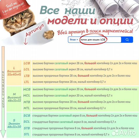 Лоток для котят и кошек SCB, салатовый, 2л