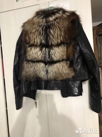 Куртка кожаная с меховым жилетом Турция