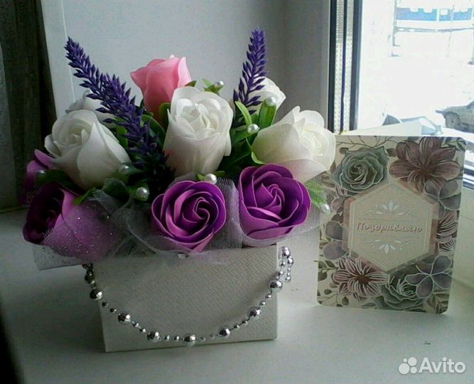 Подарок из мыльных роз