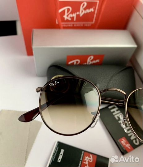Очки ray ban round metal коричневые