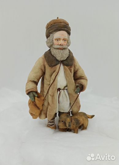 Ёлочная игрушка дедушка с собачкой