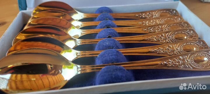 Ложки чайные мельхиоровые позолоченные