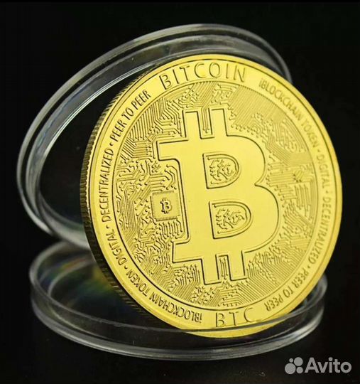 Монета коллекционная Биткоин, 4 мм, в футляре