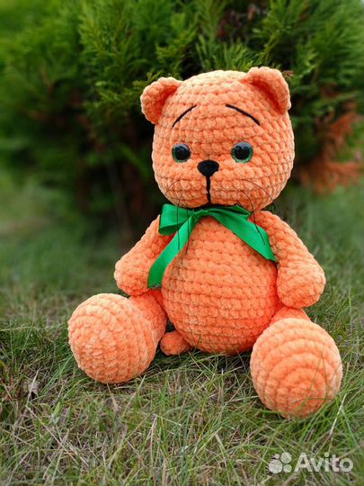 Мягкая вязаная игрушка кот котик котёнок