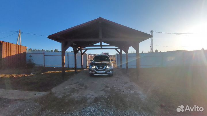 Навесы для автомобиля из дерева под ключ