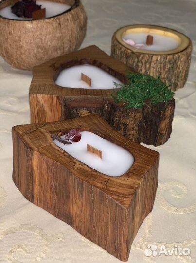 Свечи из кокосового воска ручной работы