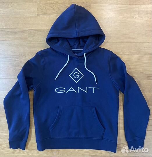 Толстовка худи gant Гант темно-синяя 40-42 XS