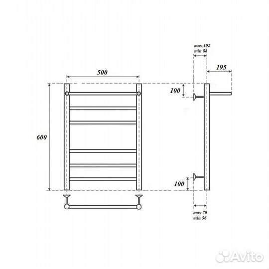 Полотенцесушитель водяной Point PN10156P П5 500x60