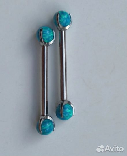 Штанга (пирсинг) с накрутками из опала