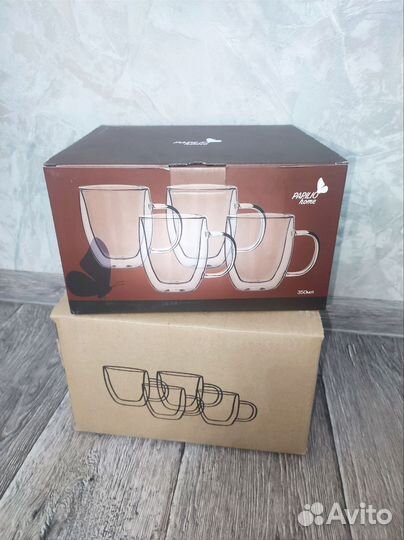 Кружки с двойным дном набор 6 шт новый