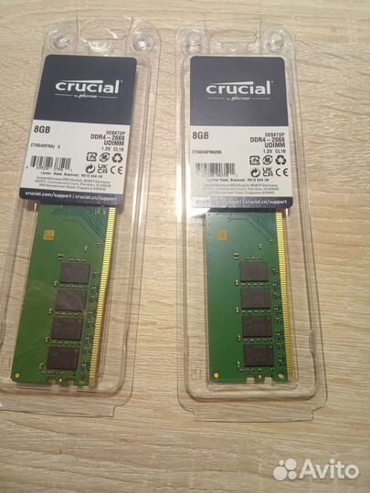 Crucial 8GB DDR4 PC4-21300 2666 MHz 2x8 гб