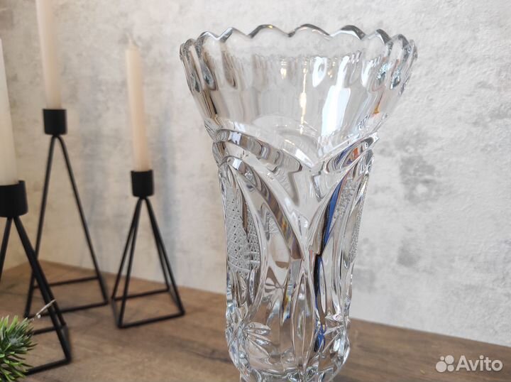 Хрустальная ваза кубок для цветов СССР