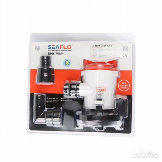 Помпа осушительная SeaFlo 350 галлон/час, патрубок