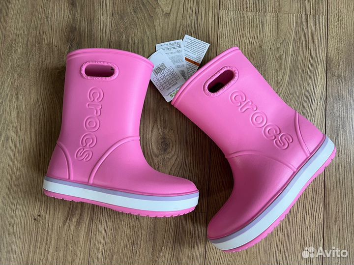 Crocs новые сапоги для детей Rain Boots J3/35