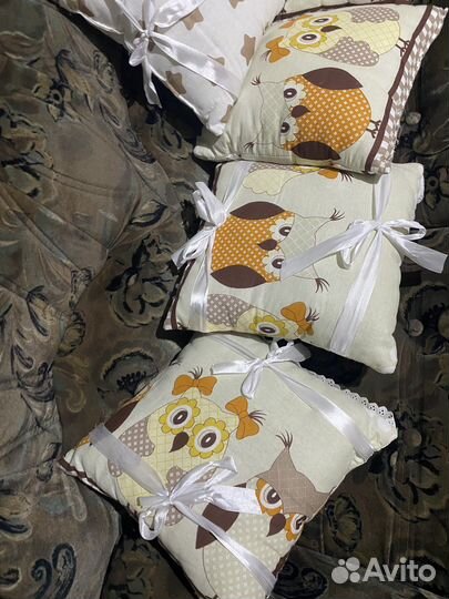 Бортики в кроватку 6 штук, Подушки в кроватку