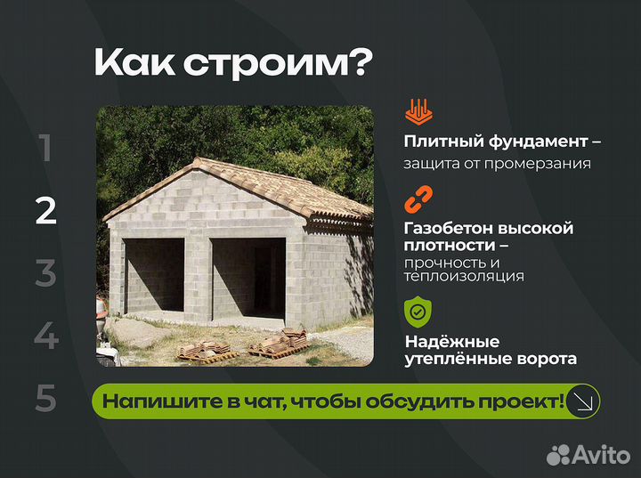 Гараж из газобетона по ГОСТ для мастерской