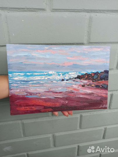 Картина морской пейзаж маслом море 20х30 см