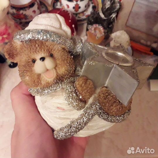 Новогодние украшения, подсвечник, свечи, елка