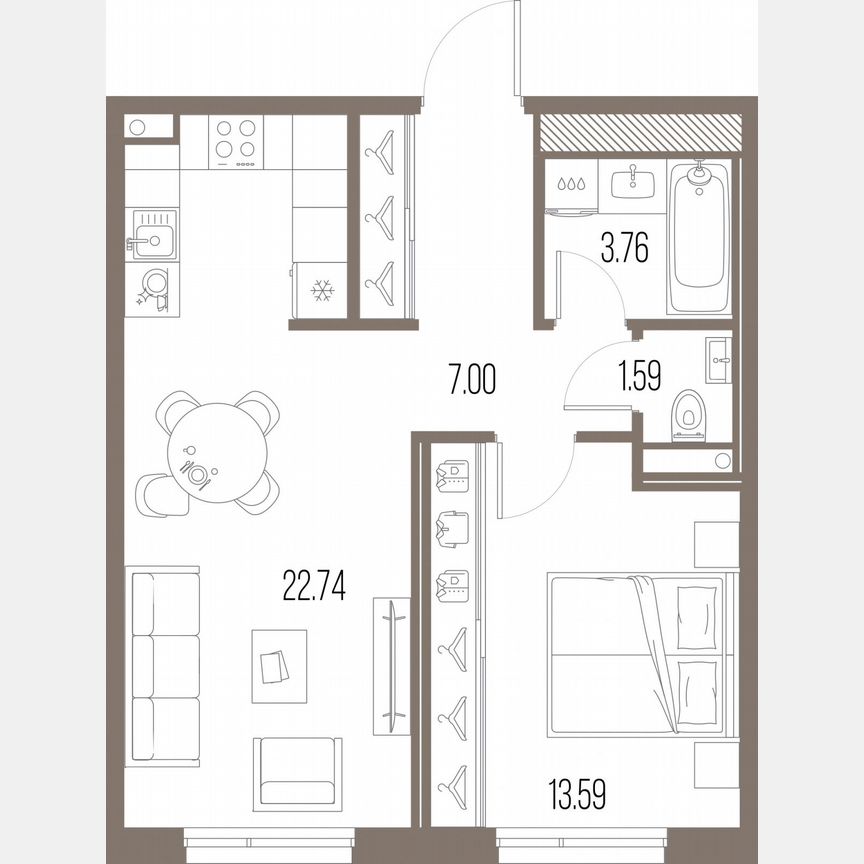 1-к. квартира, 48,7 м², 3/10 эт.