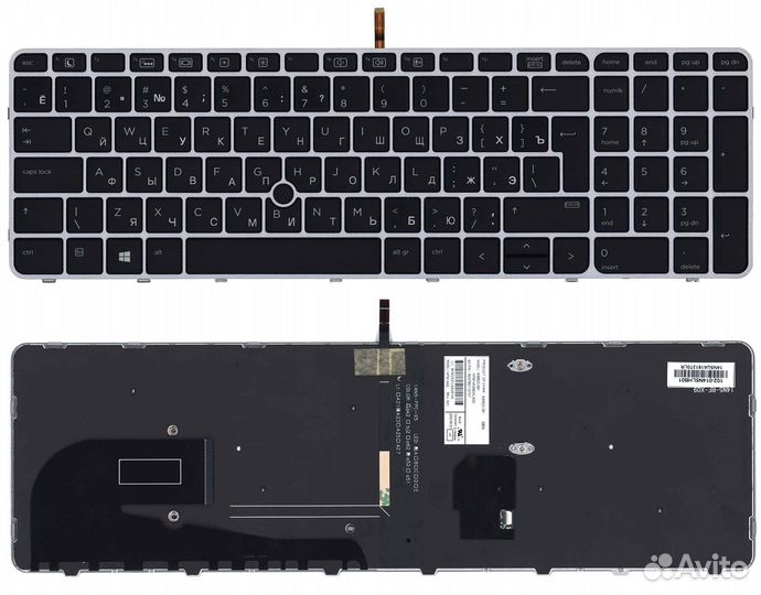 Клавиатура для HP 755 G3 G4 серебристая рамка с п