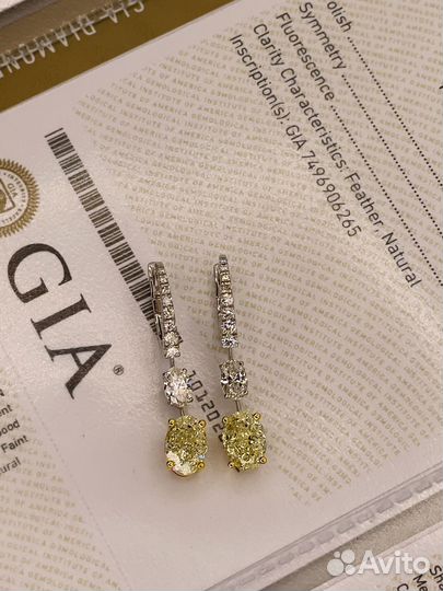 Золотые Серьги с бриллиантами 3.89 карат GIA