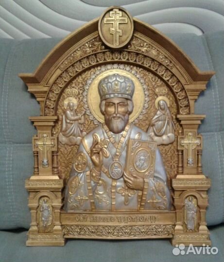 Резьа по дереву, Икона Николай, Герб России