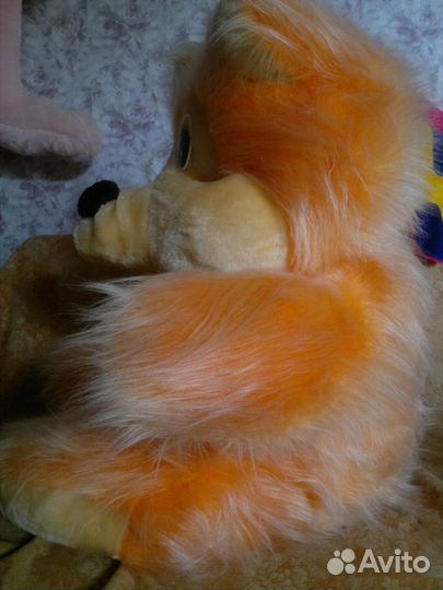 Мягкая игрушка Медведь сидящий оранжевый