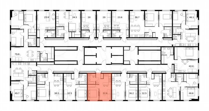 1-к. квартира, 32,6 м², 7/25 эт.