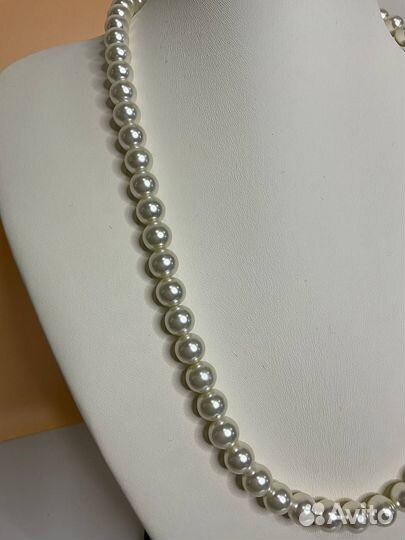 Бусы жемчуг Майорка и серьги пусеты, серебро 925