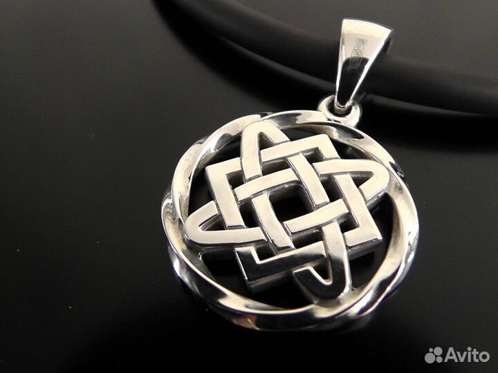 Серебряная подвеска, 925 проба на каучуковом шнуре