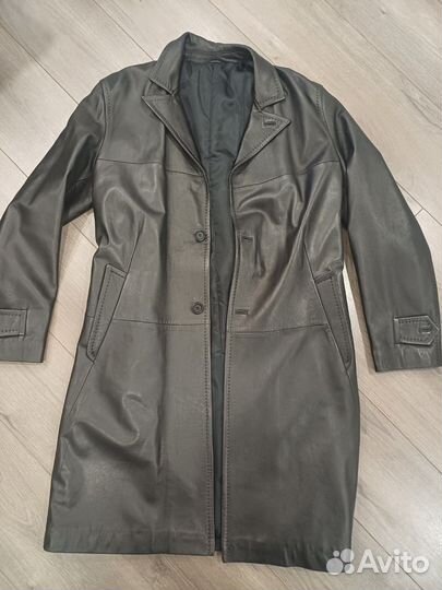 Кожаный плащ мужской длинный