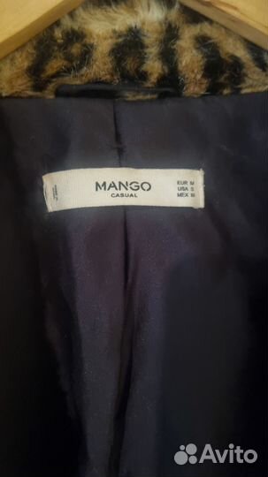 Шуба - пальто Mango, мех, леопард, M