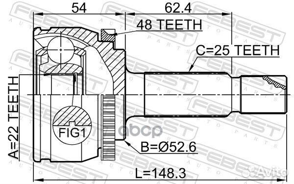 Шрус наружный 22X52.6X25 подходит для hyundai I