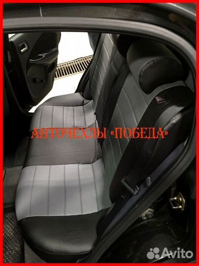 Чехлы Nissan Almera n16 из экокожи чёрно-серые