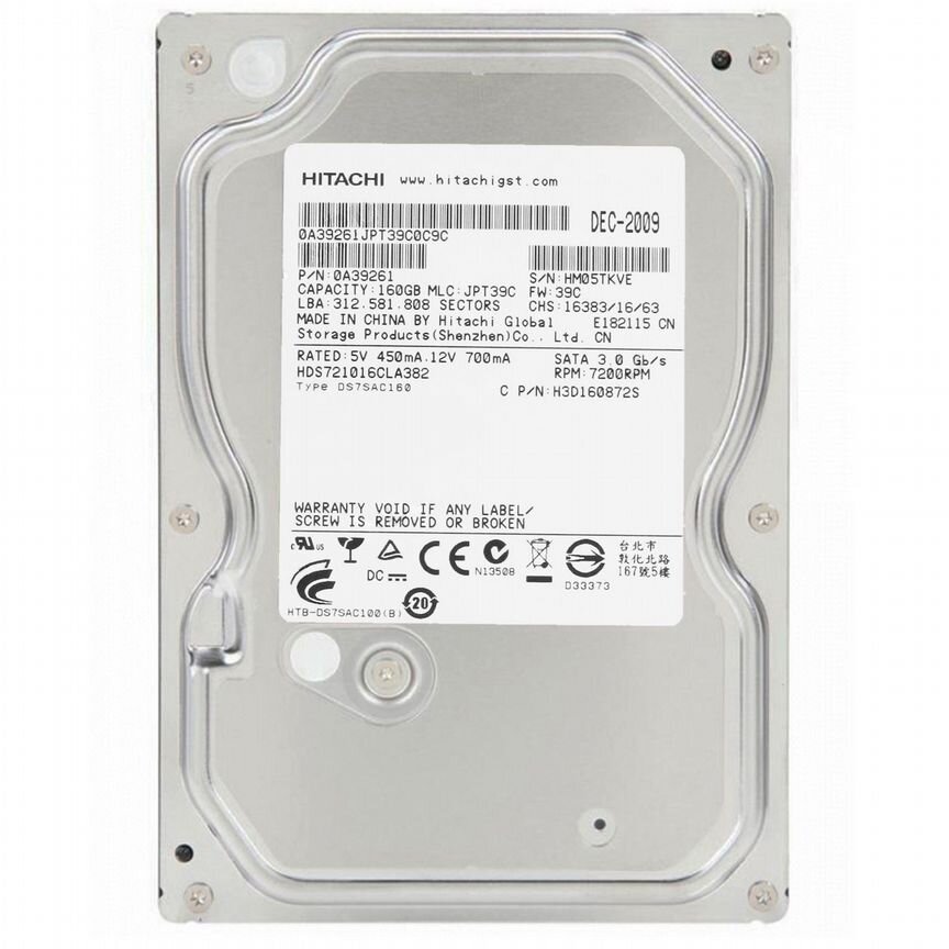 [HDS721016CLA382] Жесткий Диск Hitachi 160gb Hds721016cla382