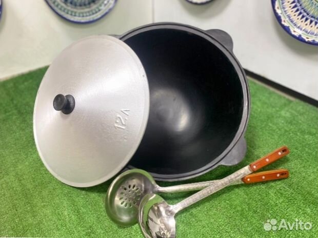 Казан чугунный 12 литров + печь + половник