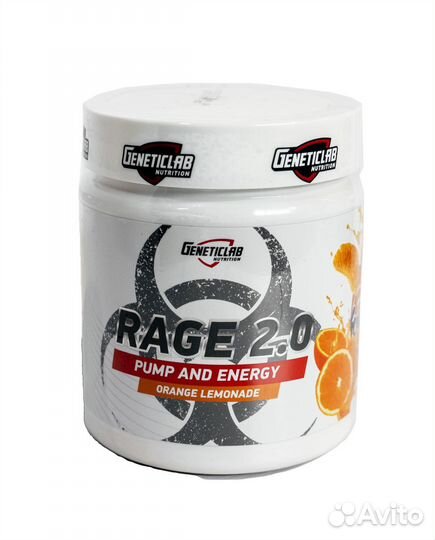 Энергетик Geneticlab Nutrition Rage 2.0, 240 г, ап