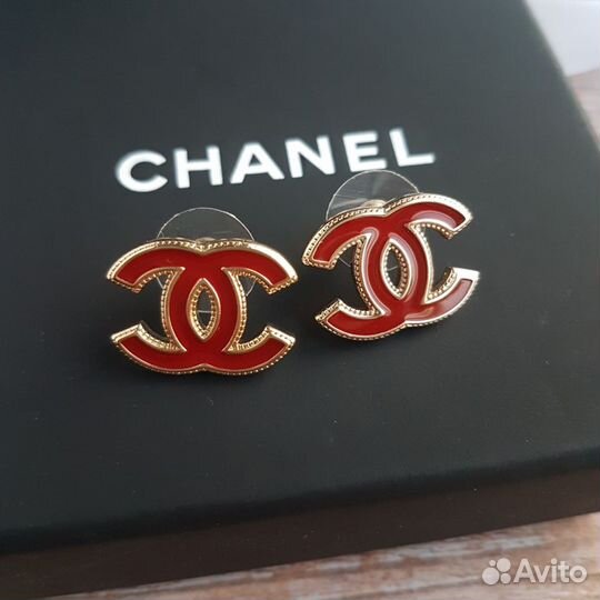 Серьги Chanel бордовые