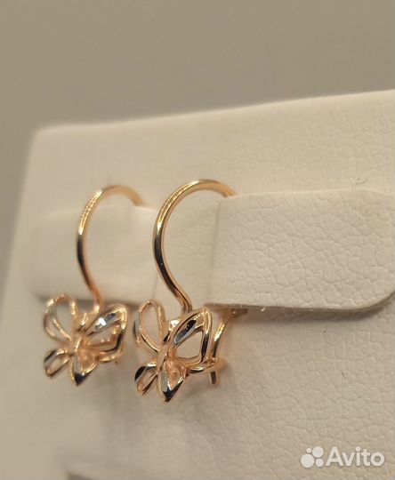 Серьги с белым золотом 585 пробы бабочки (арт. кс