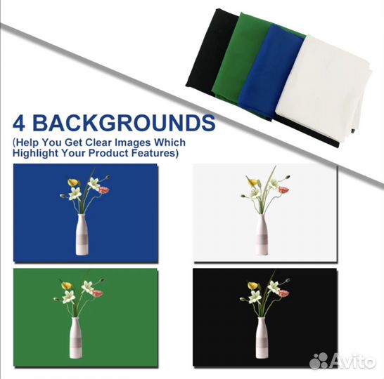 Фотобокс для домашней фотосъемки 40х40 см + фоны