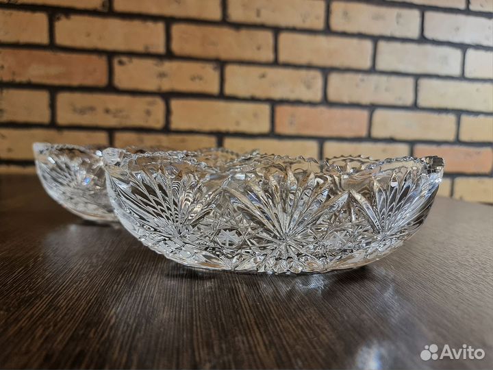 Хрустальный салатник ладья СССР
