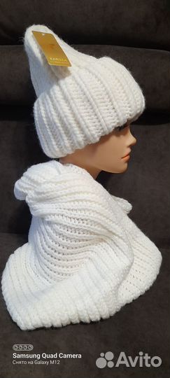 Комплект шапка и снуд зимний