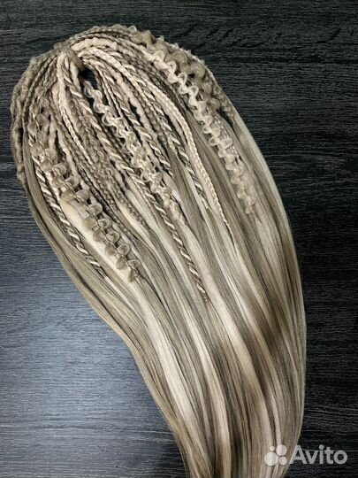Комлект де дреды+де косы с распущенным концом