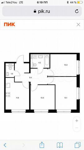3-к. квартира, 60 м², 1/9 эт.