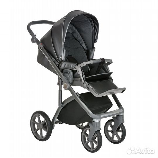 Коляска 2в1 Roan Bass Next эко-кожа тёмно-серая