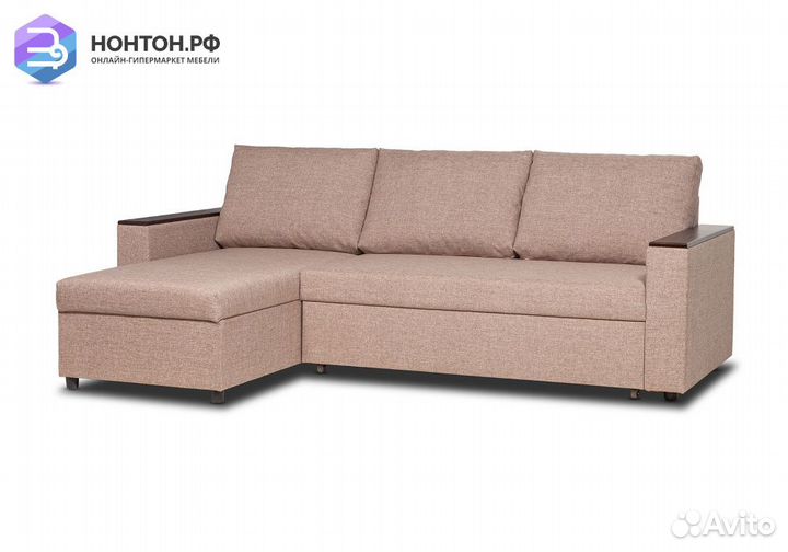 Диван угловой дельфин Тайлер светло-коричневый