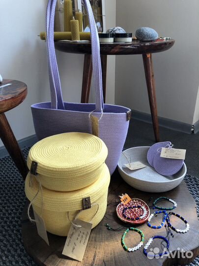 Корзины, сумки, салфетки из шнура