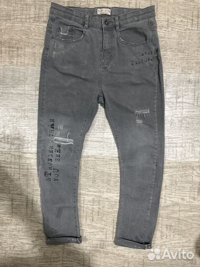 Рубашка в клетку детская и джинсы zara р 152 см